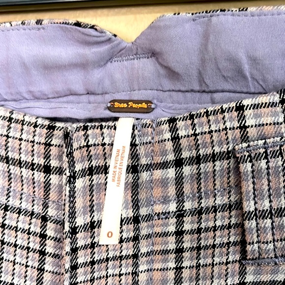 Free People Plaid Gray Baggy Relaxed Mid Rise Turning Point Trousers Pant Size 0 - Picture 5 of 7